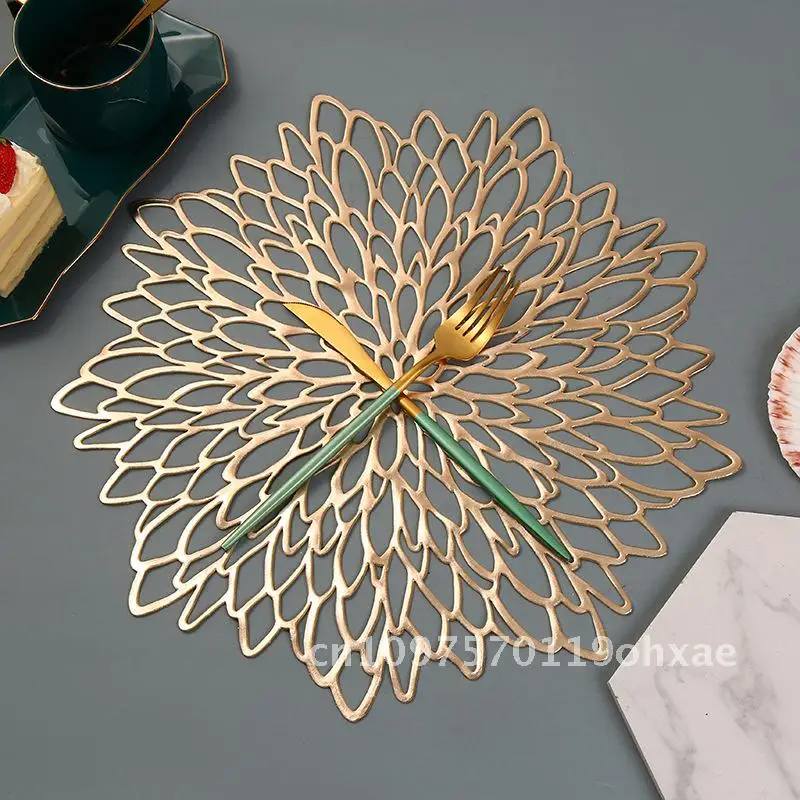Neue Nordic Stil Esstisch Dekorative Matte Hibiscus Blume Bronzing PVC Tischset Kreative Ins Hohl Tischset