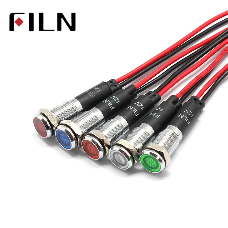 8mm 12v 24V 110V 220V Fém ledes Hajókalauz Ablaktábla Gondolatjel Jeladás Csengőtábla Előzetes értesítés ligh 20cm Kábel Króm Abszolvál autó Csónak Tengerészet