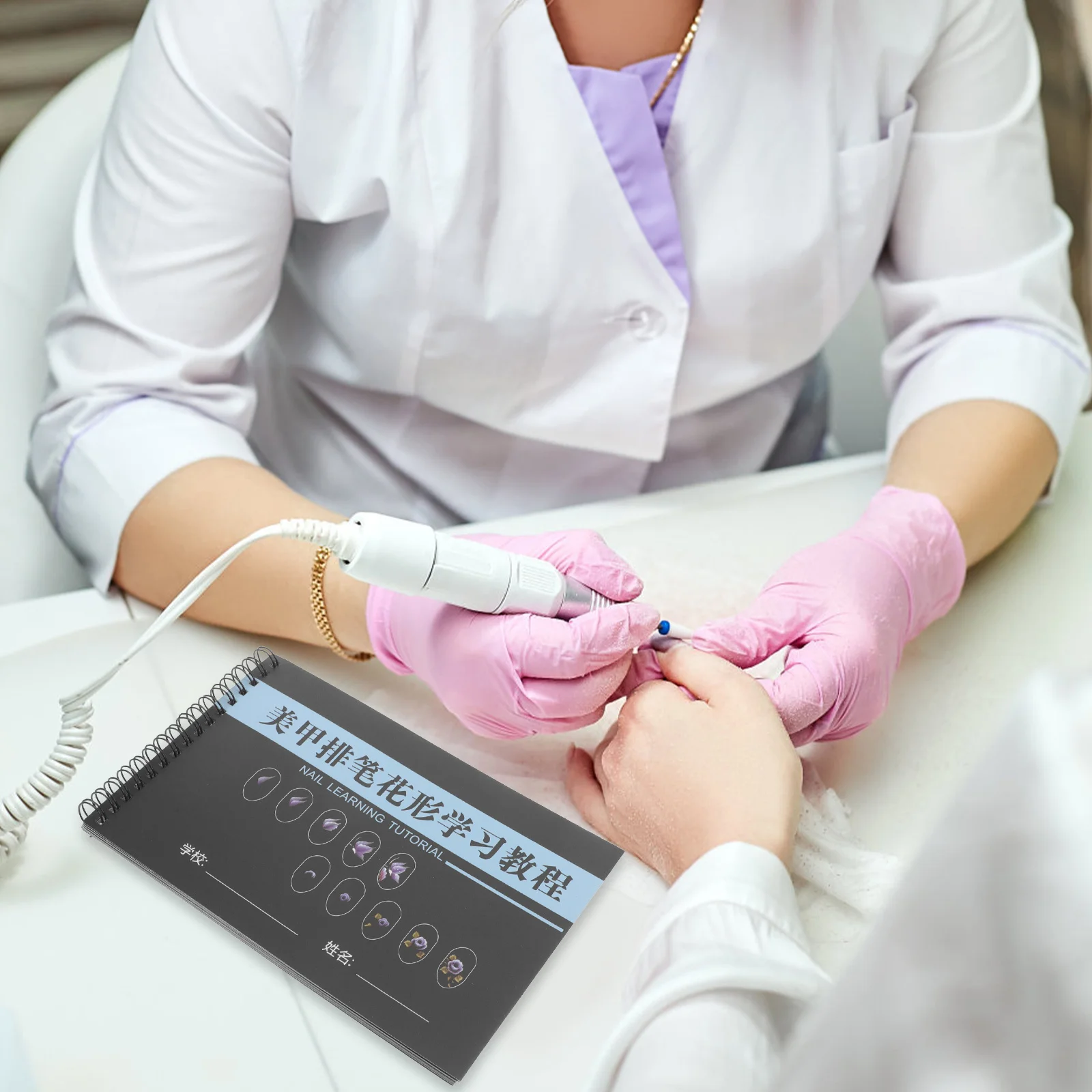 

Nail Art Exercise Book for Beginners with Blank Practice Sheets to Master Various Nail Painting Techniques Portable Manicure