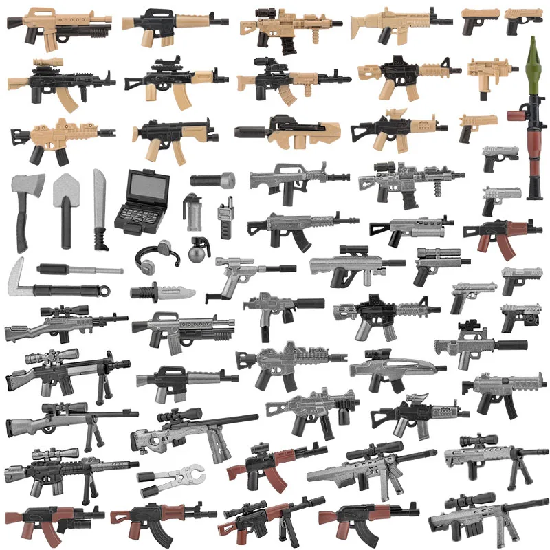 Figurines de Soldats en décennie s de Construction Militaires, Jouets, Armes, Mitrailleuses, Pistolet, Fusil, Accessoires, Figurines, G36, M24, AUIncome 3