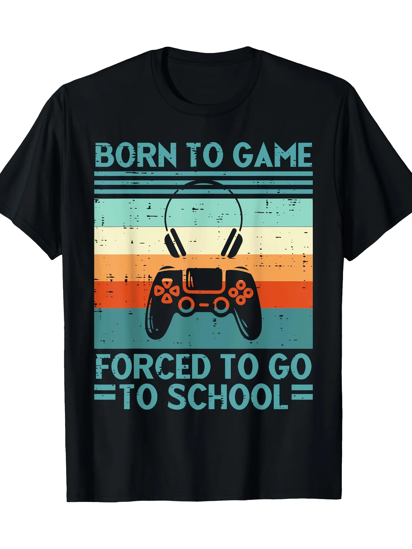 Retro Gamer Slogan: Born to Play Games, Forced to Go to School Men's Youth Short Sleeve