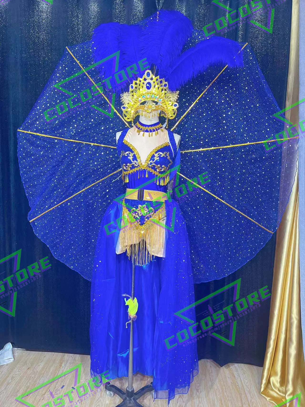 Samba Costume Carnival Brazilian Dancer Ostrich Hair Stage Show Feather Dance Costumes Opening Ceremony Performance Clothes Set