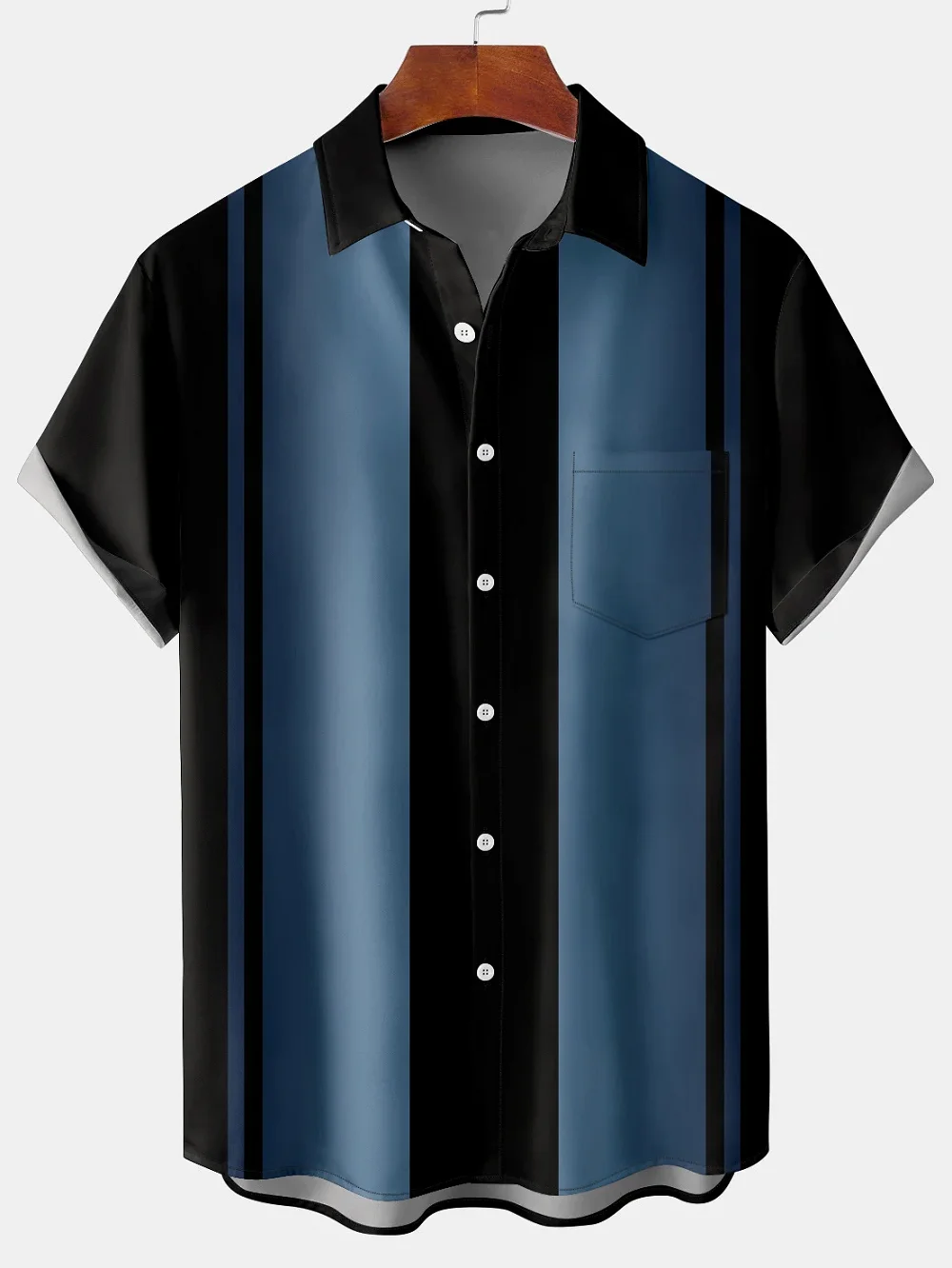 

Summer Men's Short Sleeve Shirt Casual Solid Color Panel Lapel Pocket Fashion Beach Top Comfortable Soft Fabric High Quality