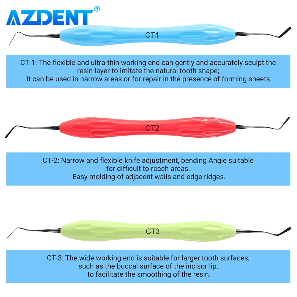 Wypełniacz żywicy dentystycznej wypełniony przyrząd do odbudowy AZDENT estetyczny nóż do odbudowy sterylizacja narzędzia stomatologiczne nadające