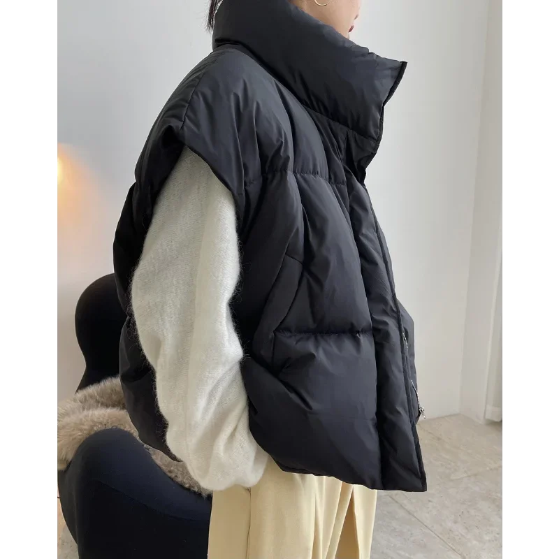 Gilet in piumino d'anatra stile blogger invernale Giacche Top da donna Silhouette senza maniche europea e americana Cappotto sottile allentato casual caldo