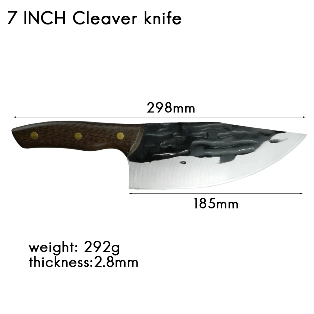 RZD 7'' INCH Cleaver Chopping Stainless Steel Fishing FIllet Butcher Knife Gift Box Full Tang Cooking Chinese Cutting Knife