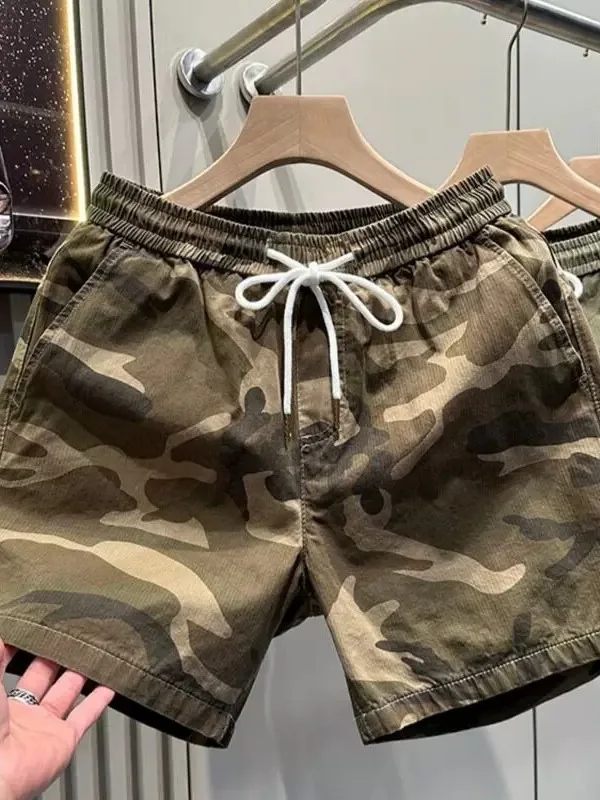 

Men's Summer Thin Loose Breathable Quick Dry Workwear Shorts Casual Straight Leg mid Waist Pocket Detail Flat Decorated