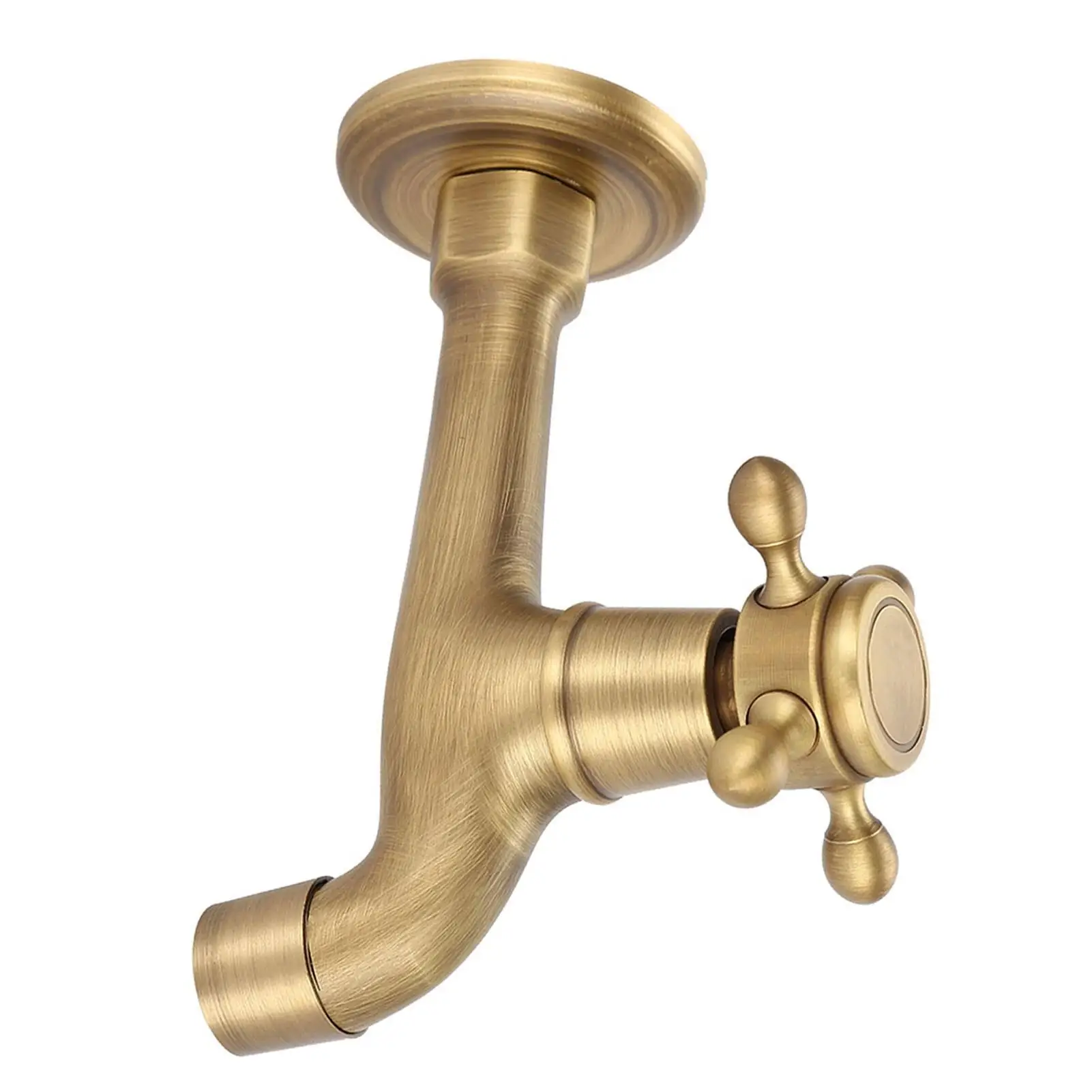 Vintage Solid Brass Single Cold Water Faucet for kitchen , Mop Pool, Toilet – Wall-Mounted Bibcock Basin Tap