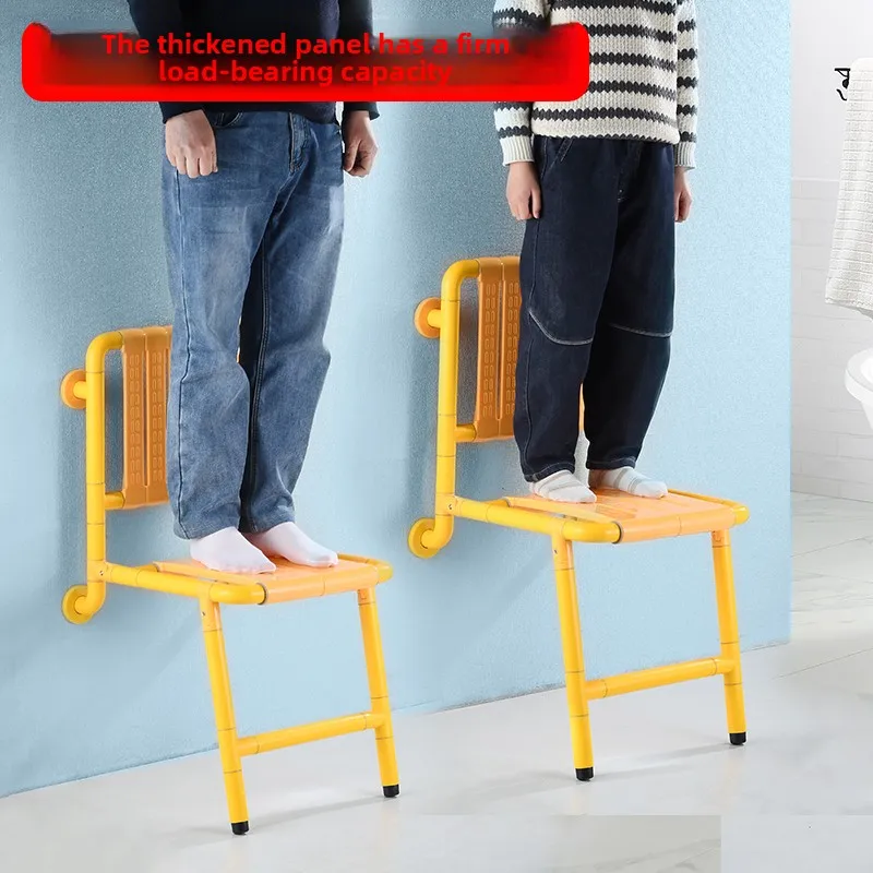 Folding Metal Shower Seat for Bathroom Safety - close-up view