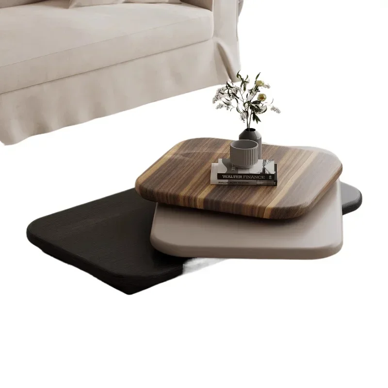 Italian minimalist rotating designer coffee table solid wood leather special-shaped living room home creative furniture Internet