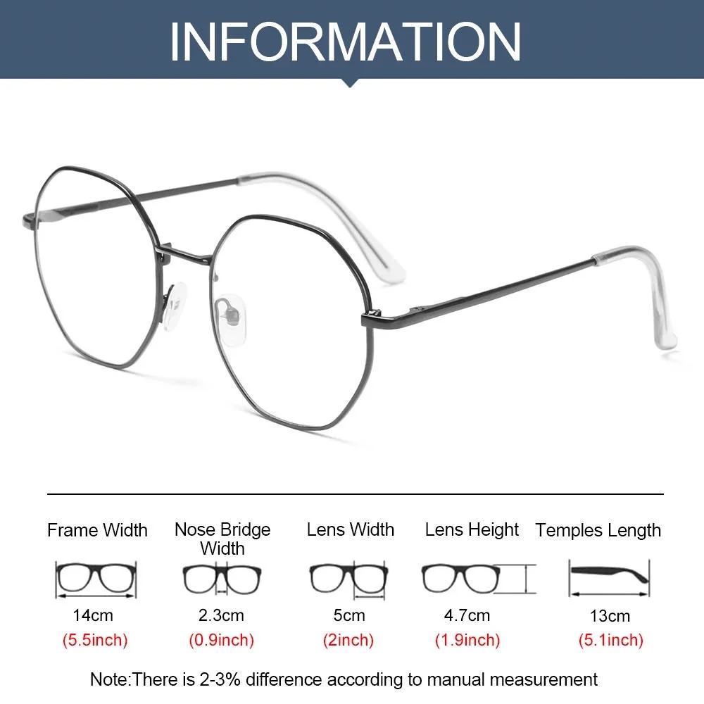 Trend Octagonal Frame Anti Blue Light Metal Glasses Women Men Vintage UV400 Protection Computer Eyeglasses Optical Eyewear