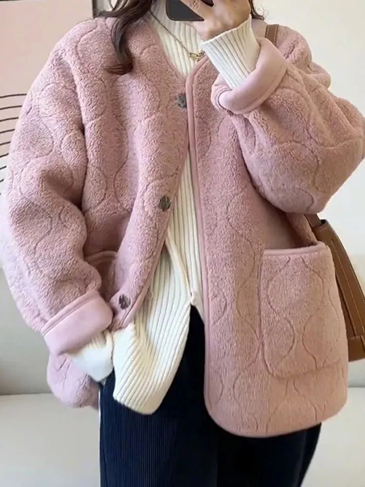 Oversized For 95kg Faux Lamb Wool Jacket Casual Short Fake Fur Coat Korean Loose Chaquetas Winter Casaco De Pele Warm Jaquetas