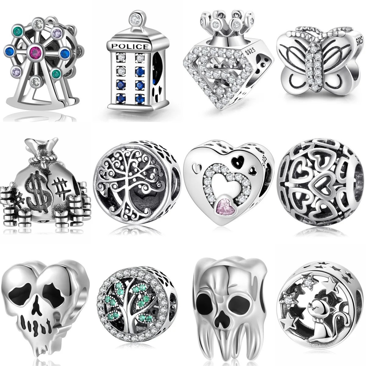 

925 Sterling Silver Rotundit Tree of Life Friends Dream Catcher Infinite Net Charm Fit Original Bracelet Diy Jewelry Accessories