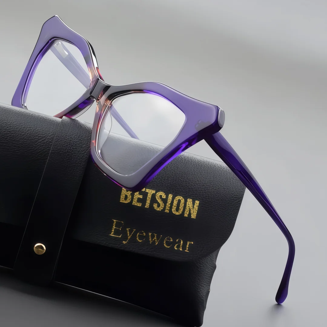 

BETSION Fashion Butterfly Acetate Eyeglasses FramesLuxury Thick Women's Colorful Spectacles Retro Eyewear Classic Street #101683
