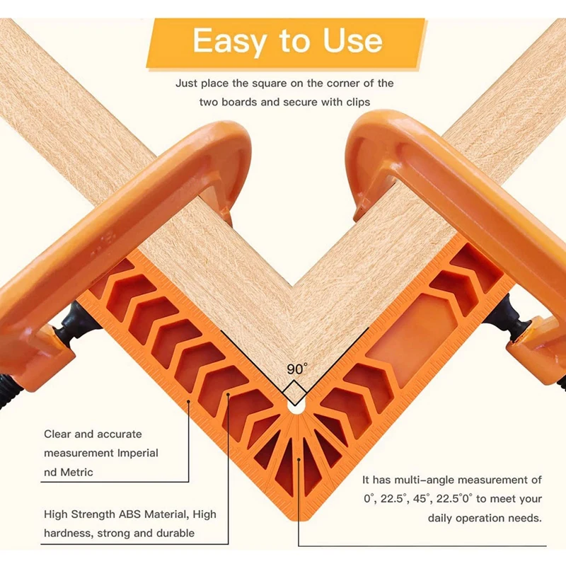 Corner Clamp For Woodworking,90 Degree Positioning Squares For Picture Frames,Boxes,Cabinets,Drawers,Set Of 10