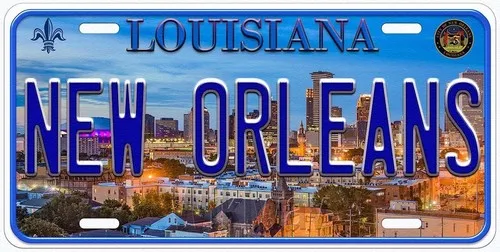 Placa de matrícula de coche novedosa de Nueva Orleans Louisiana