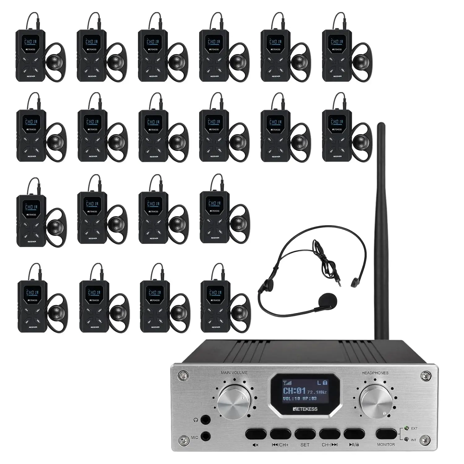 

TT119 Assistive Listening System, Church Translation System with Interpreter Monitor, Stereo Input, 300m/980ft,, Customized