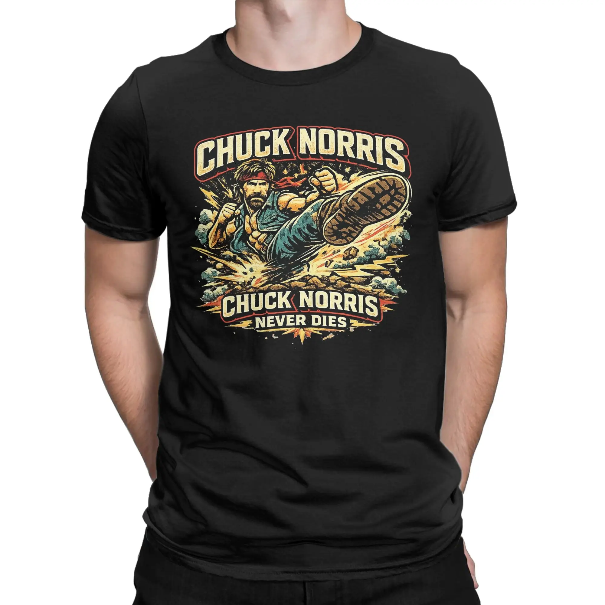 Chuck Norris Greatest of all Time T-Shirt for Men Pure Cotton Tee Shirt Round Collar Short Sleeve T Shirt Printed Clothing