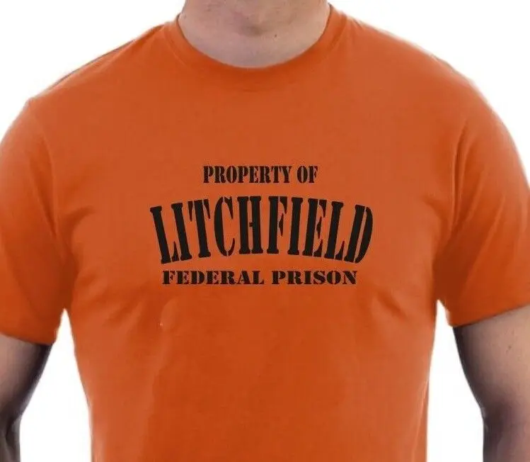 LITCHFIELD FEDERAL PRISON FUNNY RETRO T SHIRT ORANGE