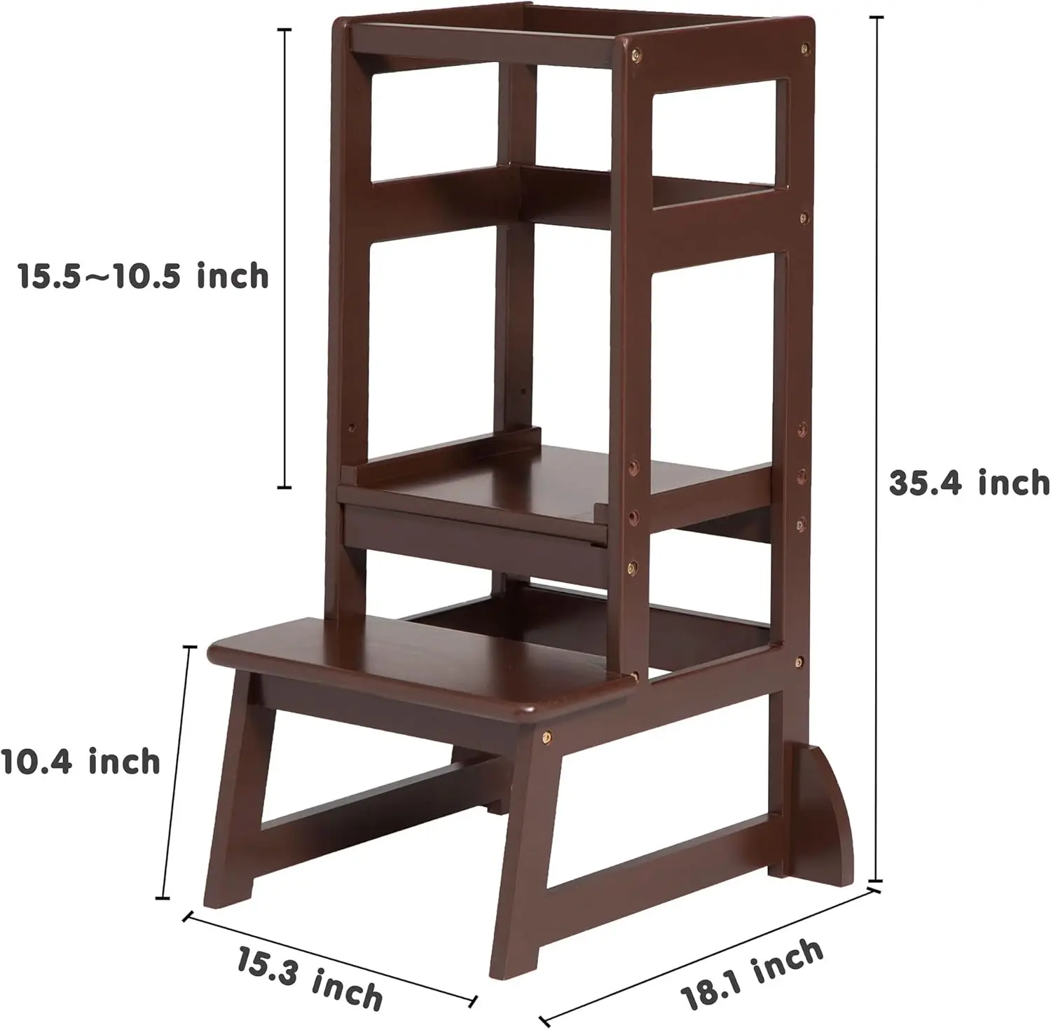 Taburete de cocina de altura ajustable para ayudante de la madre, taburete de aprendizaje de nivel de mostrador para niños pequeños para cocina y baño