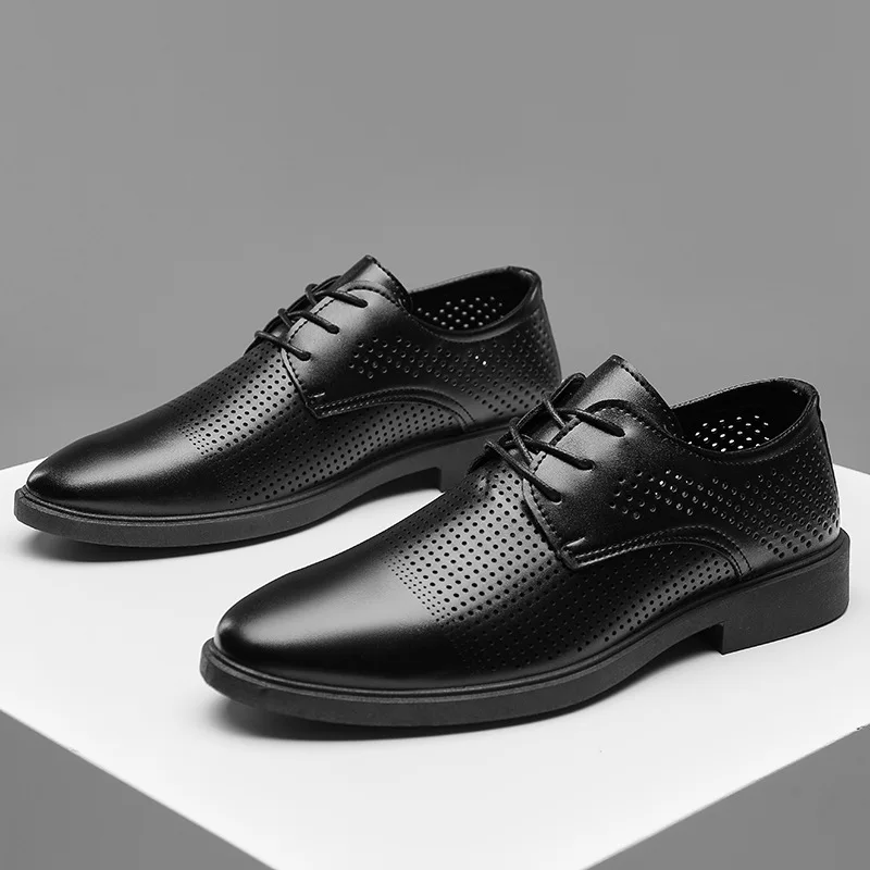 

Official-website Summer Hollow Men's Leather Shoes Lightweight Breathable Formal Shoes Fashion Wild Business Casual Shoes 2026