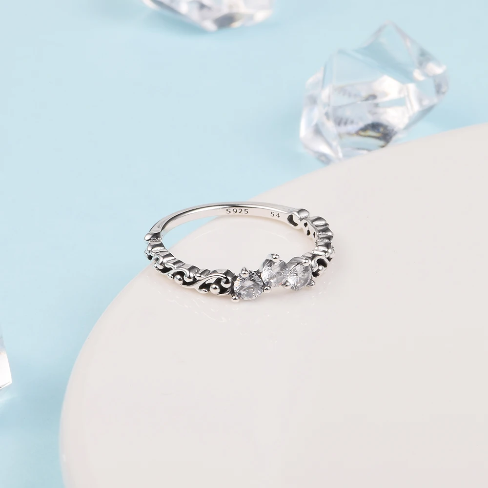 Regal Swirl Tiara Ring Gift Wedding Mother's Day New Year Girlfriend Sterling Silver 925 Jewelry Cheap Rings for Women