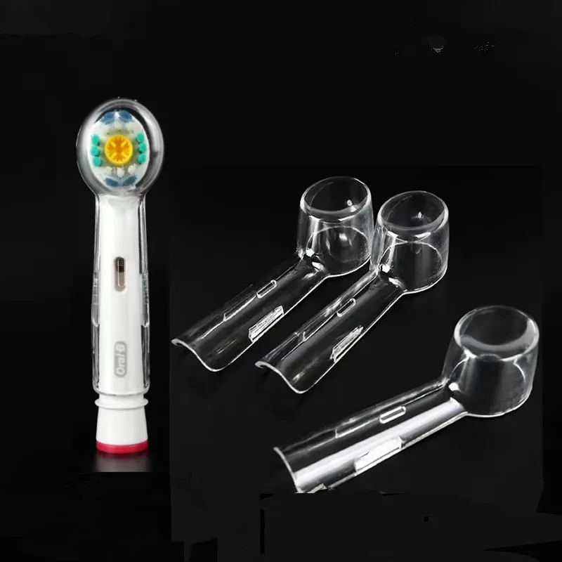 4pcs/set Travel Electric Toothbrush Head Protective Cover For Oral-B Round Tooth Brushes Clear Acrylic Plastic Dust Cap Case