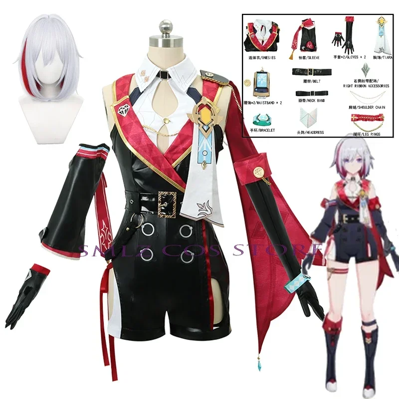 Topaz Cosplay Game Honkai Star Rail Cosplay Kostuum Uniform Jurk Pruik Set Halloween Party Rollenspel Outfits voor Vrouwen