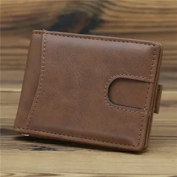 RFID Dollar Money Clip Casual Small Wallet for Men PU Leather Male Slim Wallets Short Mini Wallet with Card Holder Pocket Purses
