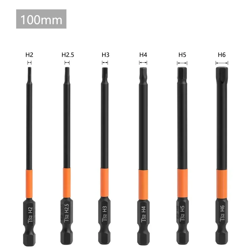 1pc Magnetic Hexagon Screwdriver Bit 100mm H 2.0 H2.5 H3.0 H4.0 H5.0 H6.0 1/4 Inch Hex Shank For Electric Screwdriver Hand Tool