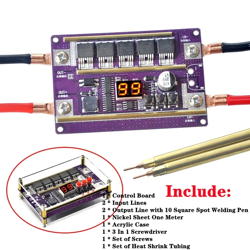 Portable Energy Storage Spot PCB Circuit Board Welding Equipment Spot Welder for18650 Battery 99 Gears Digital Display