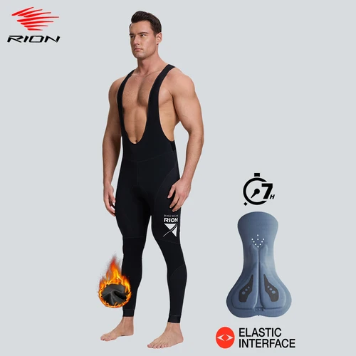 Pantalones de ciclismo RION para hombre y mujer, pantalones térmicos de invierno para bicicleta, medias para bicicleta de montaña, Baberos acolchados para bicicleta de carretera, babero antisalpicaduras a prueba de vie
