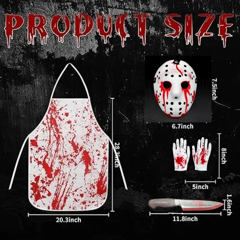 مريلة ملطخة بالدم رعب للهالوين مريلة جزار دموي بدلة رعب مكياج ملابس دعائم