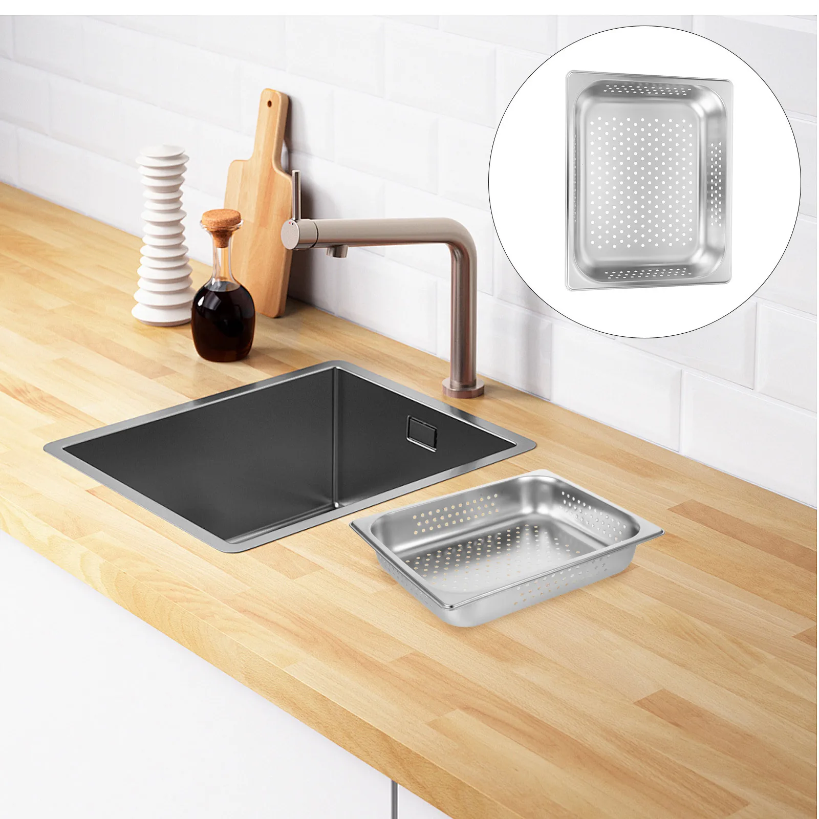 

Дуршлаг из нержавеющей стали, большая емкость, сверхмощная корзина для мытья фруктов и овощей, сливное кухонное сито, сетка