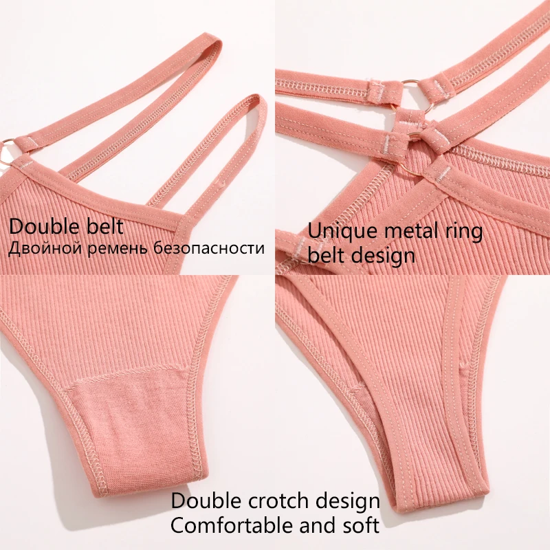 FINETOO Sexy Low Waist Women Thong Double Thin Strap Panties Ladies Briefs Lingere Panty Underware Female Bikini Lingerie Thongs