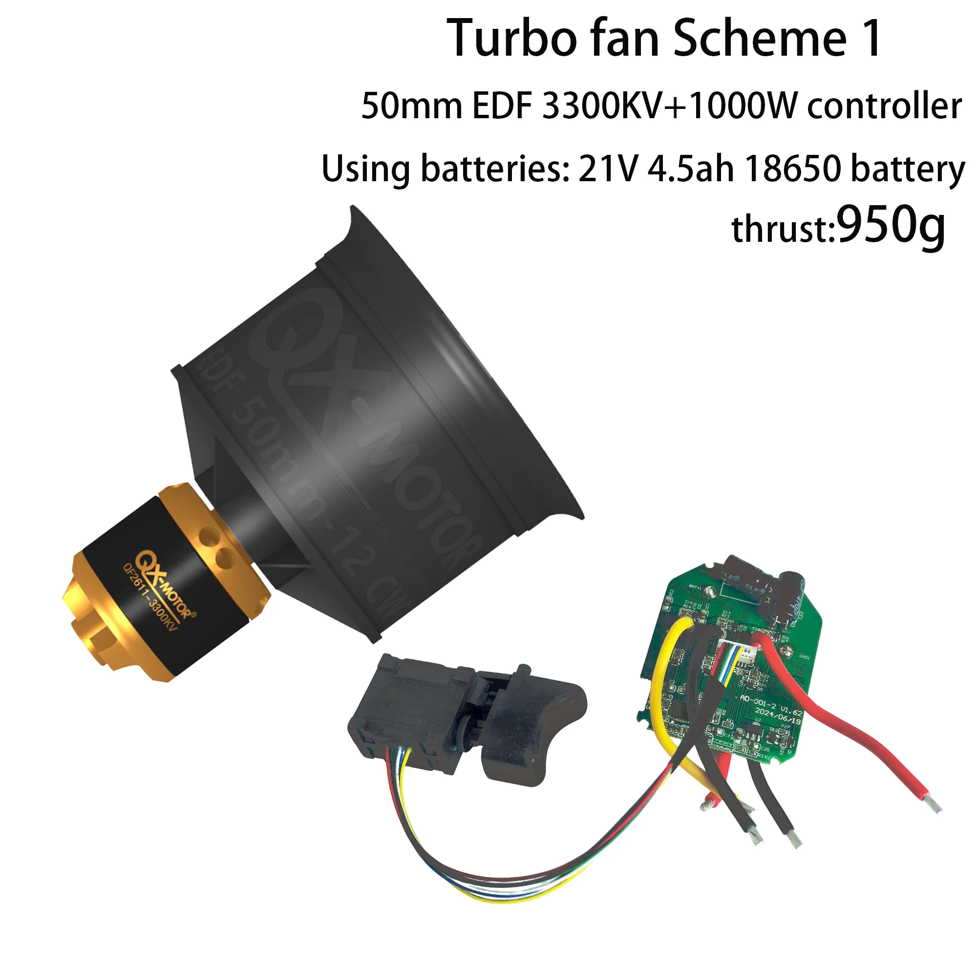 50mm 64mm 70mm EDF Brushless motor KIT Violent fan accessories 1000W controller esc blower switch   for Turbo fan blower