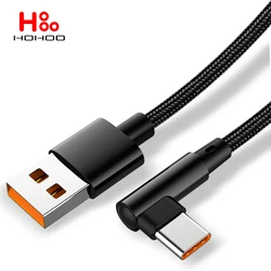 90 Degree Elbow Weave USB to Type C Fast Charging Cable For Xiaomi Redmi Huawei mate Realme OPPO Play Game USB Type C Cable 2m