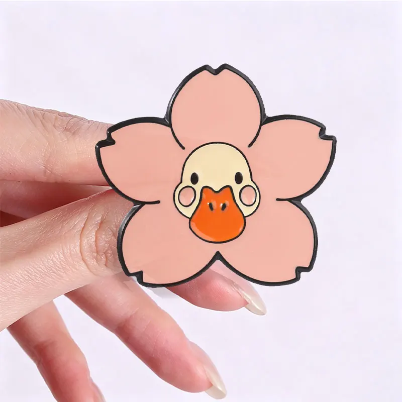 Niedliche Cartoon-Brüterküken-Emaille-Anstecknadel, Kawaii Kirschblüten-Enten-Metallbrosche, Taschen-Reversabzeichen, Schmuckgeschenke für Kinder und Freunde – Detail 2