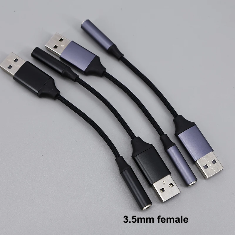 11cm USB to 3.5mm female Jack Audio Adapter USB A to 3.5 Female Adapter External Stereo Sound Card for PS4 PC Laptop Headphone