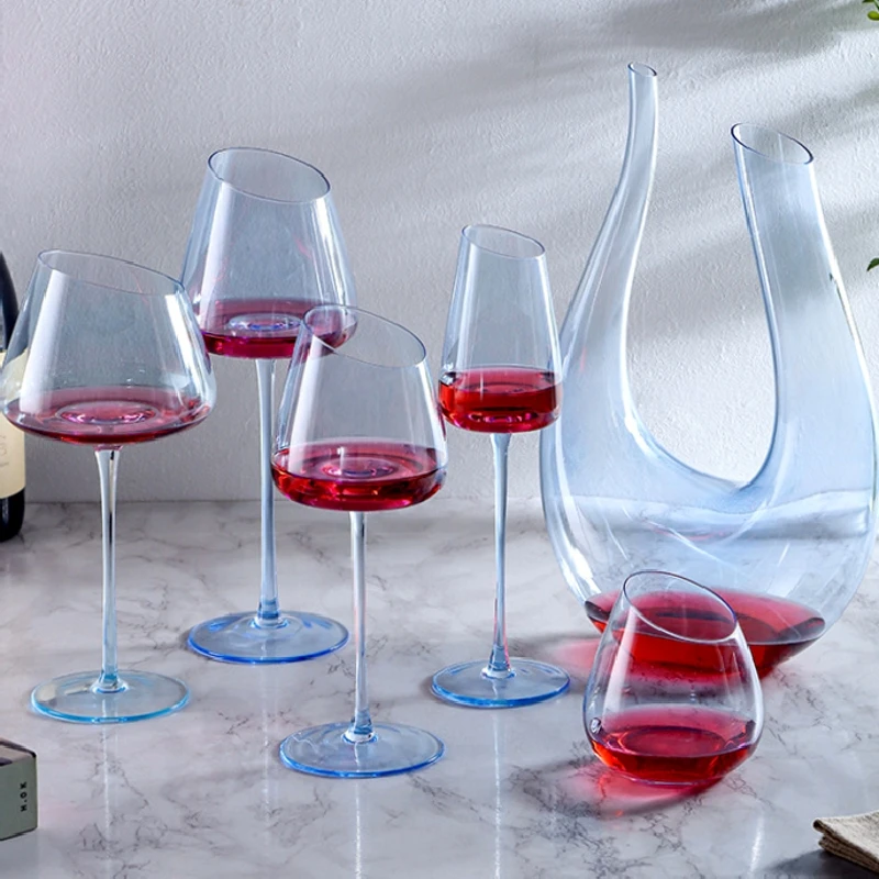 فلامنغو الأحمر كأس للنبيذ الزجاجي كأس الشمبانيا مجموعة كأس زجاجي كريستال متكامل مقعر أسفل النبيذ الزجاج بار برواري