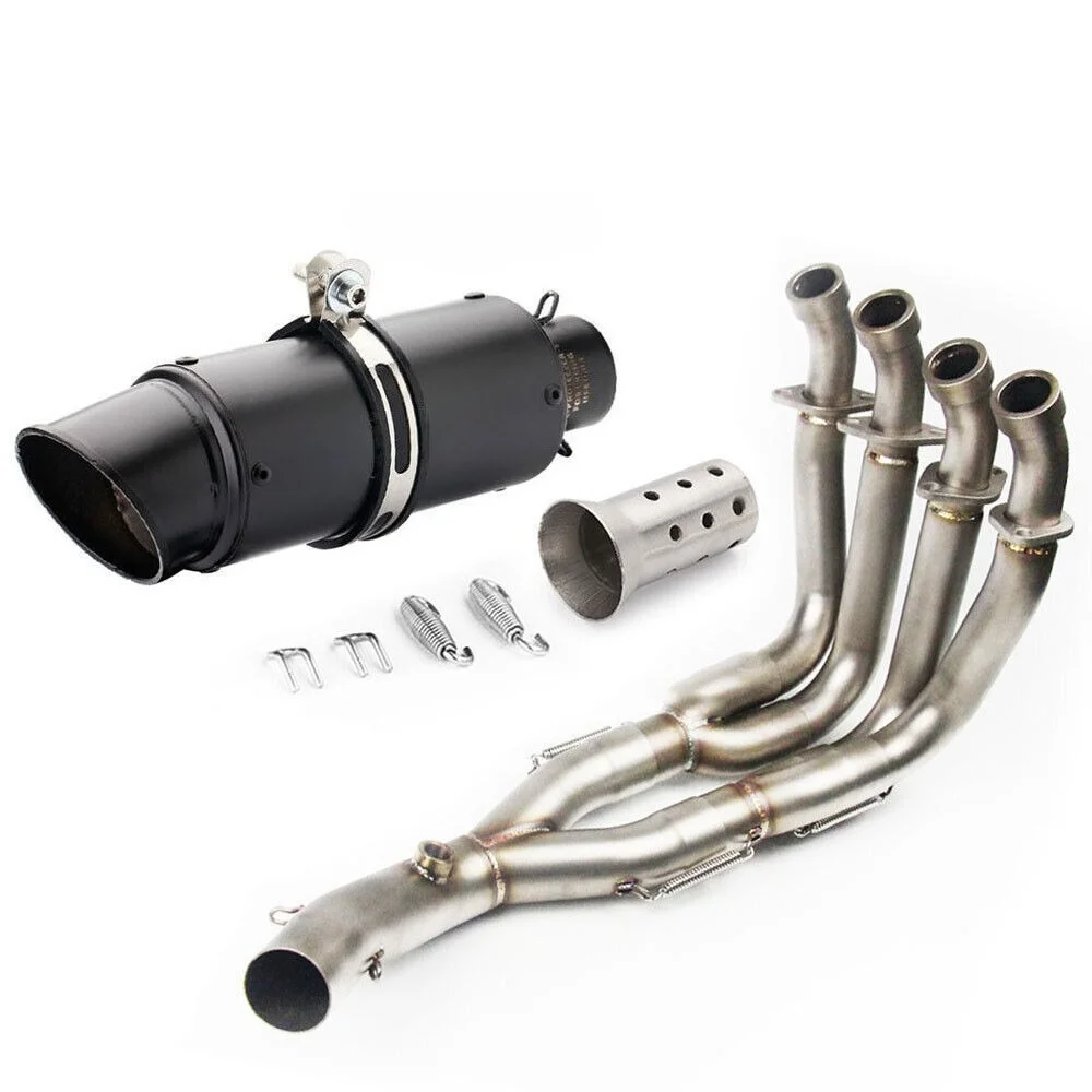 Für Yamaha R6 2006-2016 Komplettes Auspuffsystem mit schwarzen Endrohren, Schalldämpfer, Vorderem Verbindungsrohr, Auspuffsystemen und Auspuffrohren – Detail 6