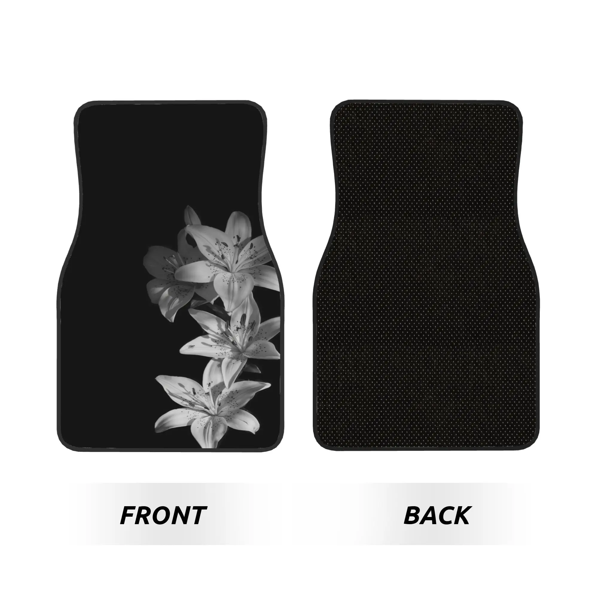 This Set Of 4 Car Floor Mats Features An Elegant Design With A Signature Gray Floral Pattern, Perfectly Tailored For Cars, Truck