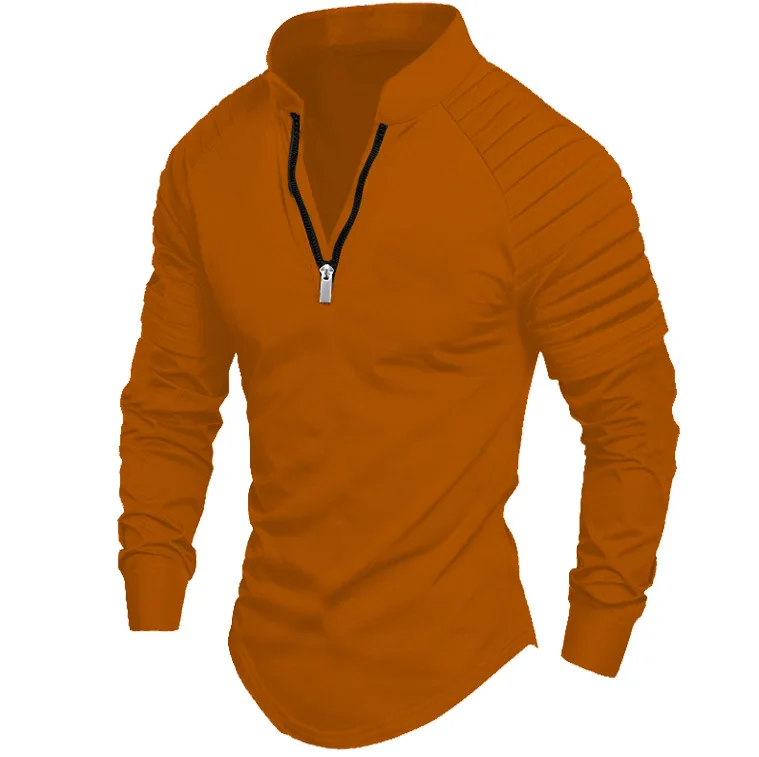 2026 Herren POLO-Shirt Frühling Sport Einfarbig Stehkragen Plissiert Reißverschluss Atmungsaktiv Lässig Sommer Mode Oberteil Kurzarm – Detail 6