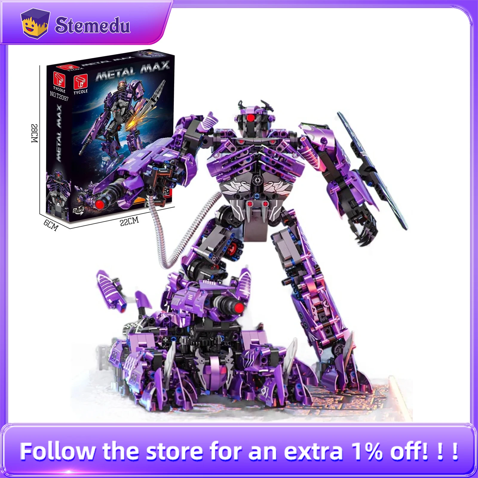 MOC Transformable Shockwave 2-in-1 Mecha Model Compatible with Mini Building Blocks STEM Educational Bricks Toys Gift for Boys