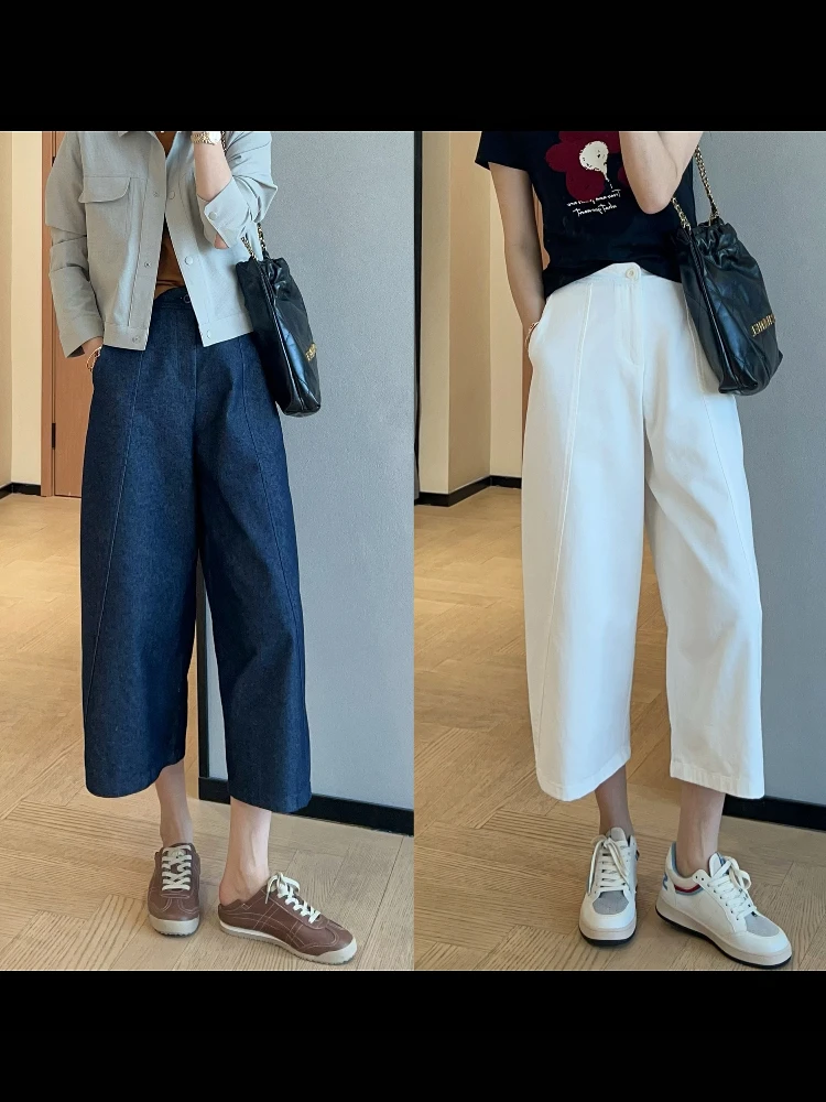 

Женские повседневные брюки-баллоны с высокой талией, широкими штанинами, защитой от морщин, дышащие, 3D-крой, стройнящие, скрывающие недостатки фигуры