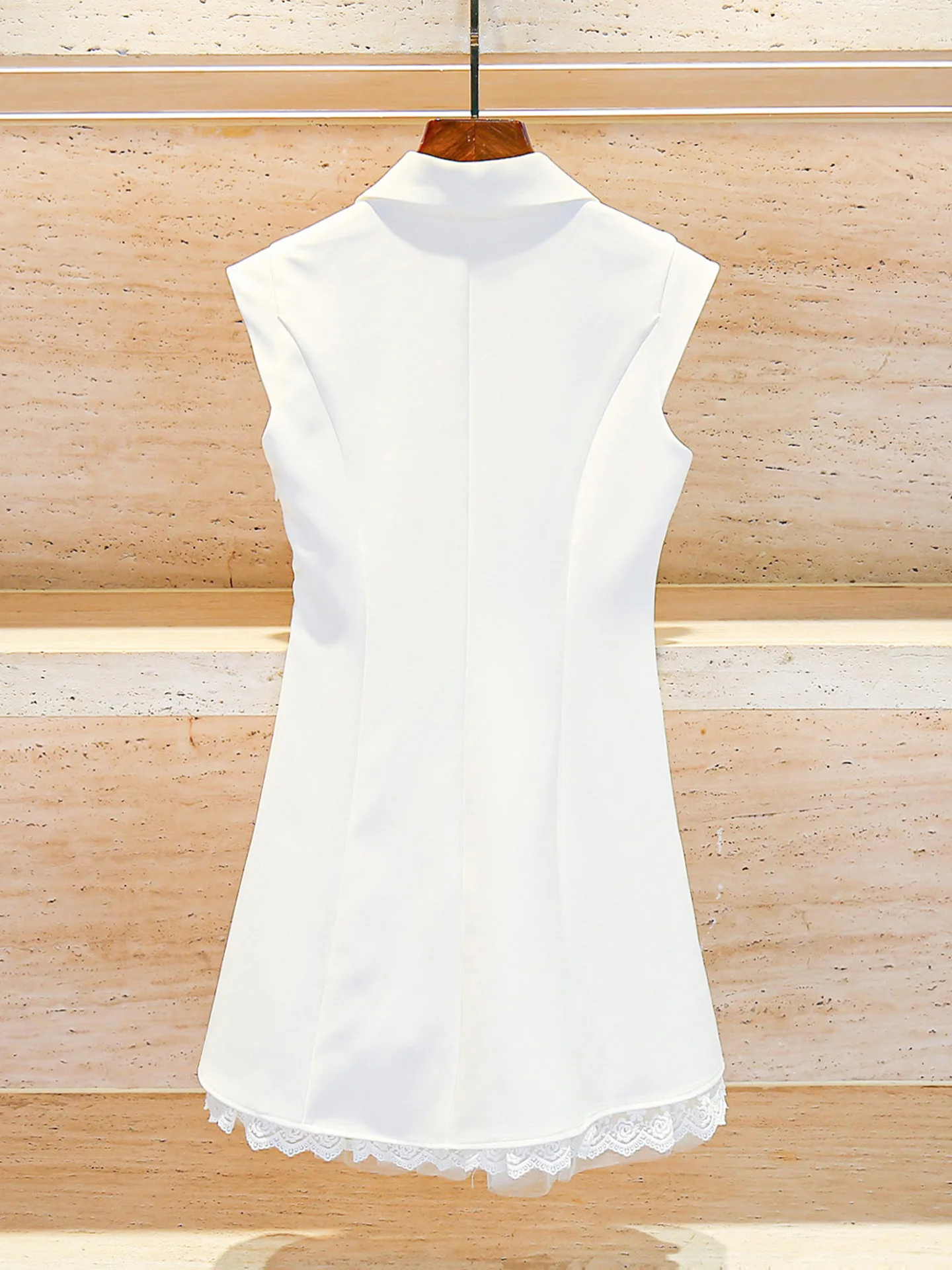 Luksusowa letnia damska kamizelka z koronkowym kołnierzykiem wysadzanym diamentami Dr Diamond, spódnica Dr Ele Commute Sle o wysokim stanie i kroju litery A.