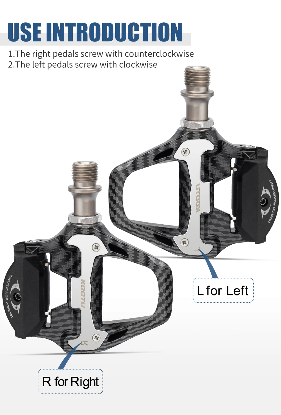 Pedales automáticos para bicicleta de carretera, pedales con clip de carbono con rodamientos sellados, funciona con peda