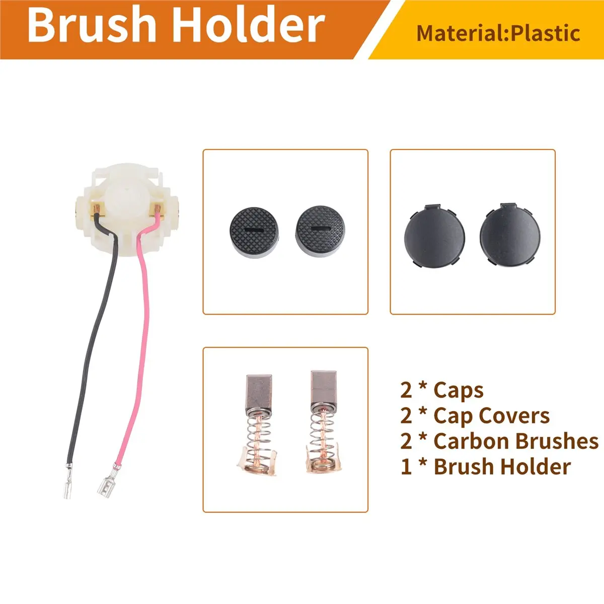 HGHO Carbon Brush+Caps+Cap Covers+Brush Holder Set for 638921-2 638448-2 CB430 BGA450 BGA452 BJS160 BJS161 DGA452REF GA400 NEW