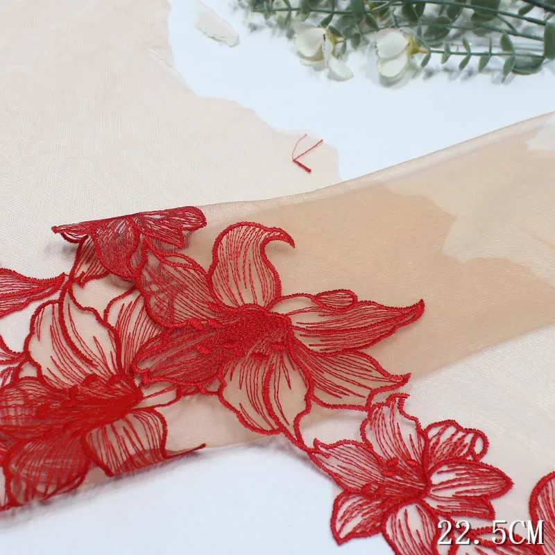 

48 ярдов цветок лилии с вышитой кружевной отделкой по краю юбки для одежды, аксессуары, нижнее белье, платье, швейные кружева