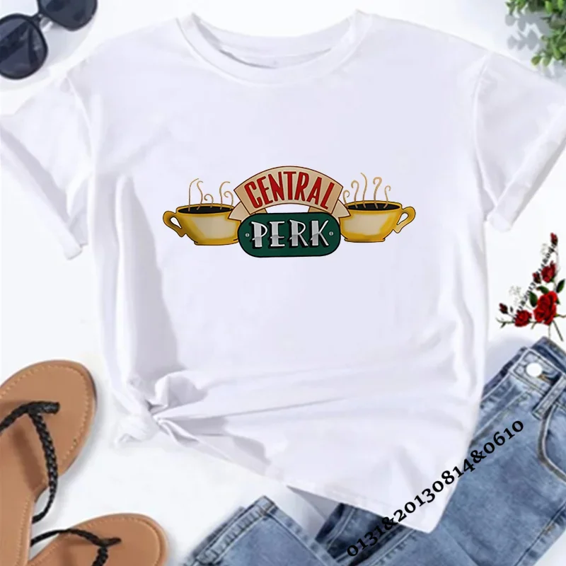 Central Perk T-Shirt Friends TV Show Women\'s T-Shirt Friends Central Perk Coffe Shop Shirts Cute Best Friends Tees Hipster Tops